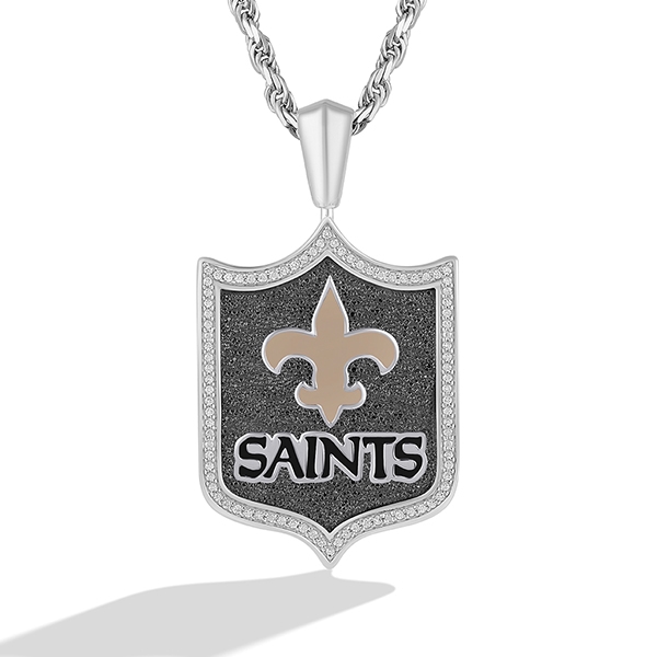 New Orleans Saints Women's Fleur De Lis Gold Heart Rhinestone Necklace