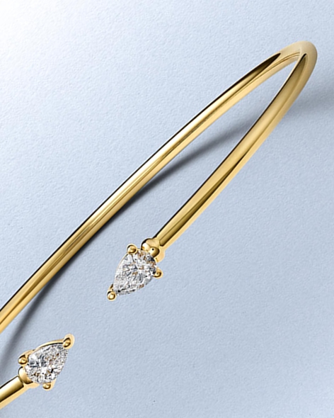 Yellow Gold Bangle Bracelet with Pear-Shaped Diamonds by KAY.