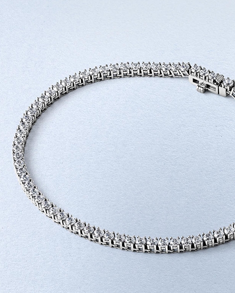 White Gold Two-Row Diamond Bracelet by KAY.