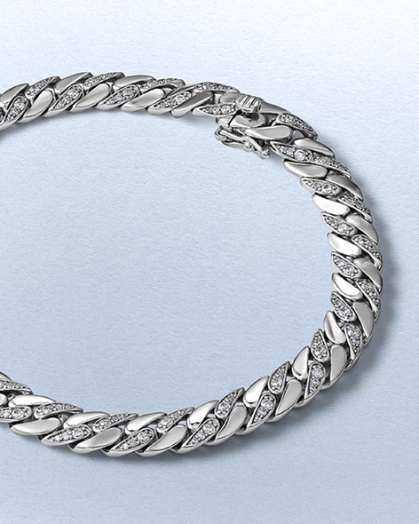 Sterling Silver Diamond Link Bracelet by KAY.