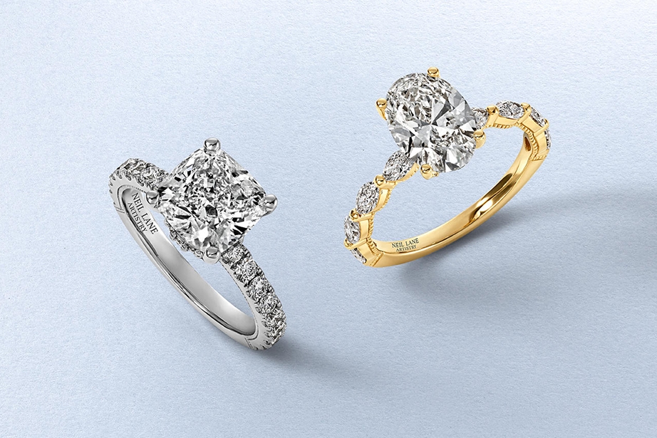 Two diamond engagement rings in various cuts by KAY.