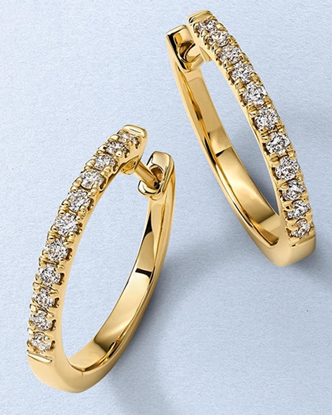 Yellow Gold Diamond Hoop Earrings by KAY.