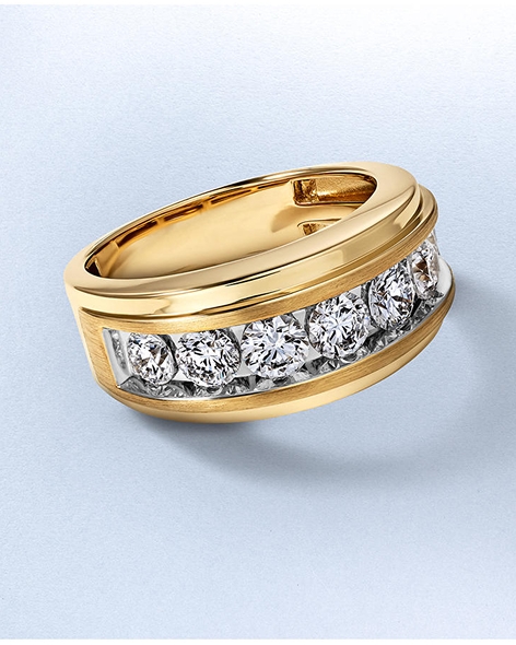 Yellow Gold Diamond Men's Band by KAY.