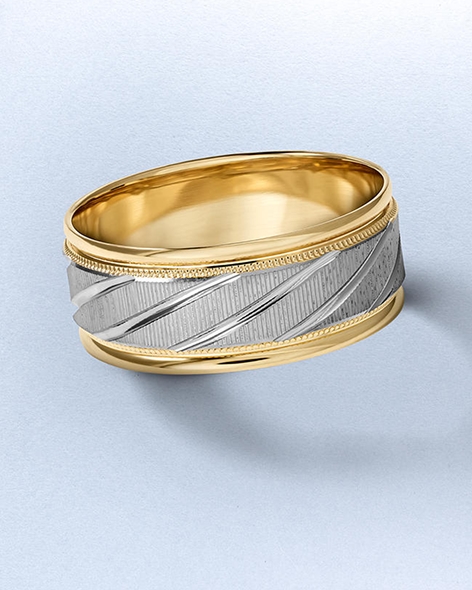 Two-Tone Gold Men's Wedding Band by KAY.