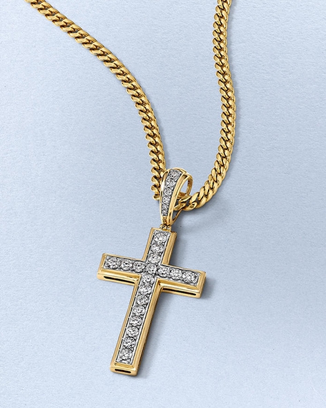 Yellow Gold Diamond Cross Necklace by KAY.