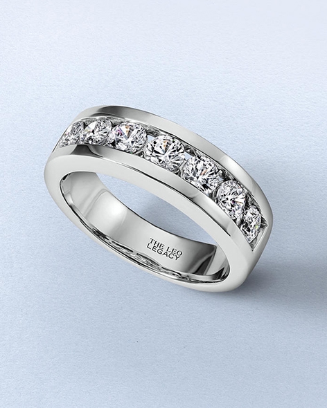 White Gold Lab-Grown Diamond Men's Band by KAY.