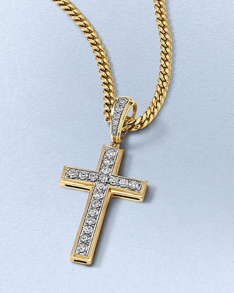 Yellow Gold Diamond Cross Pendant by KAY. 