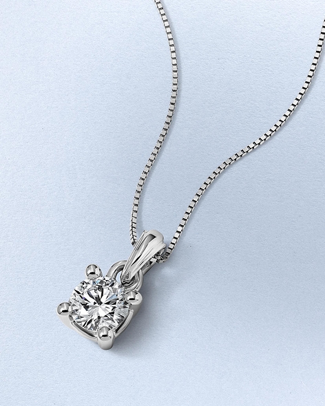 Sterling Silver Round-Cut Diamond Solitaire Necklace by KAY. 