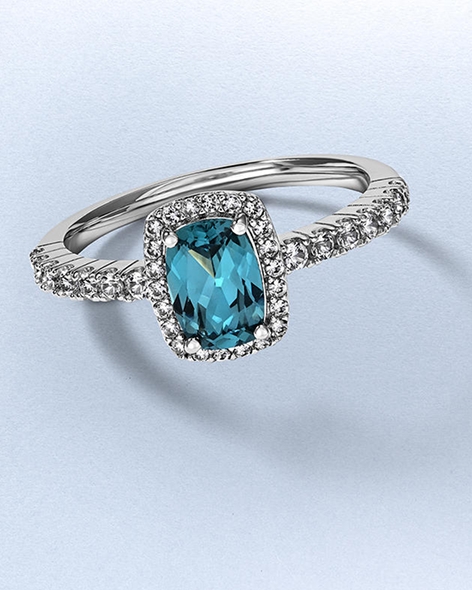 White Gold London Blue Topaz and White Sapphire Ring by KAY.