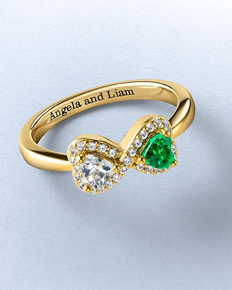 Yellow Gold Personalized Couples Heart Ring by KAY