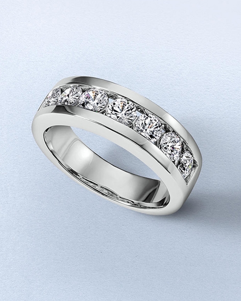 White Gold Channel-Set Diamond Men's Wedding Ring by KAY.