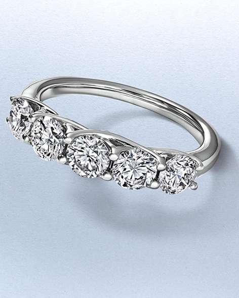White Gold Five-Stone Diamond Wedding Band by KAY.