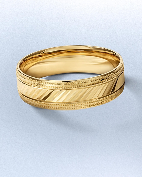 Yellow Gold Textured Wedding Ring by KAY.