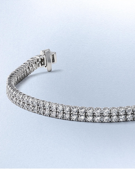 White Gold Two-Row Diamond Fashion Bracelet by KAY.