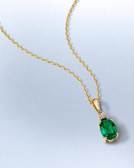 Yellow Gold Oval-Cut Emerald Necklace by KAY.