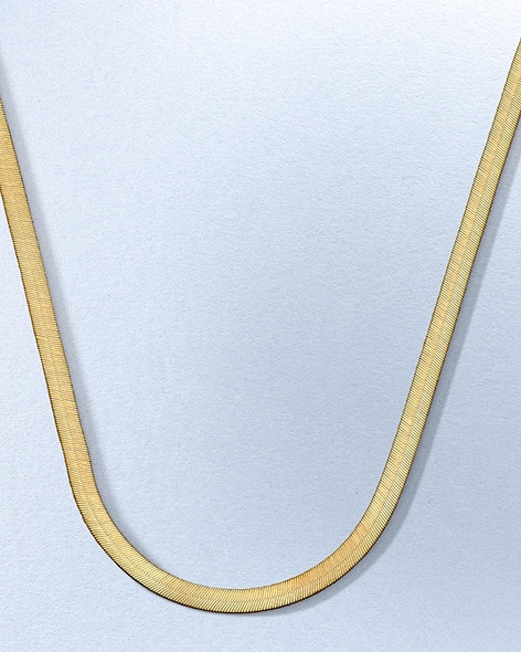Yellow Gold Herringbone Chain Necklace