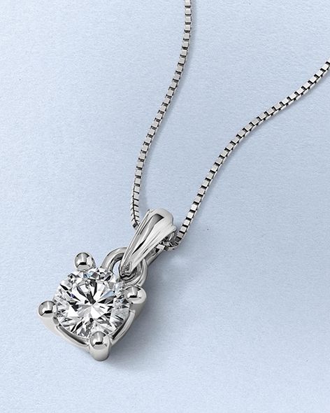 White Gold Round Cut Diamond Solitaire Necklace by KAY.