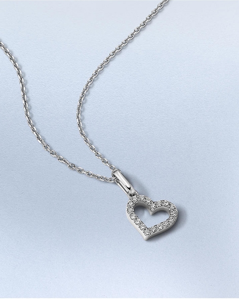 Sterling Silver Diamond Heart Necklace by KAY.