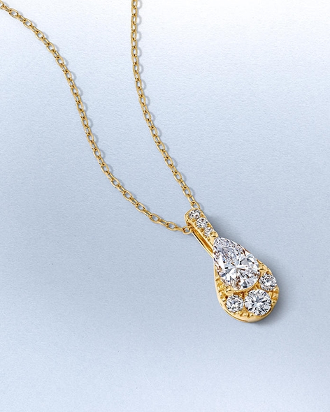Yellow Gold Pear & Round-Cut Diamond Fashion Necklace by KAY.