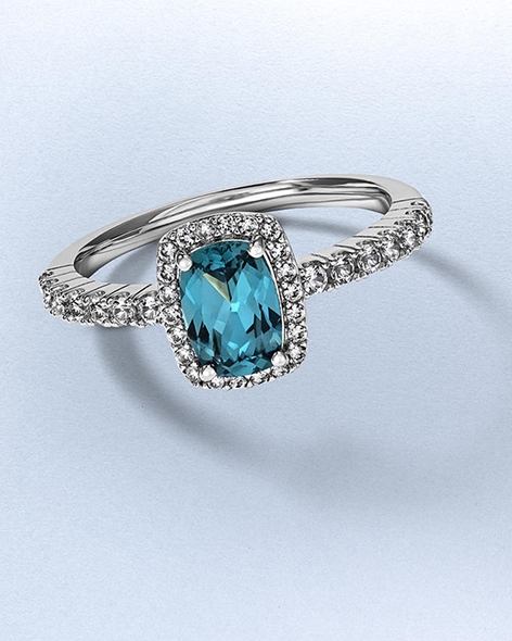 White Gold Blue Topaz and White Sapphire Ring by KAY.
