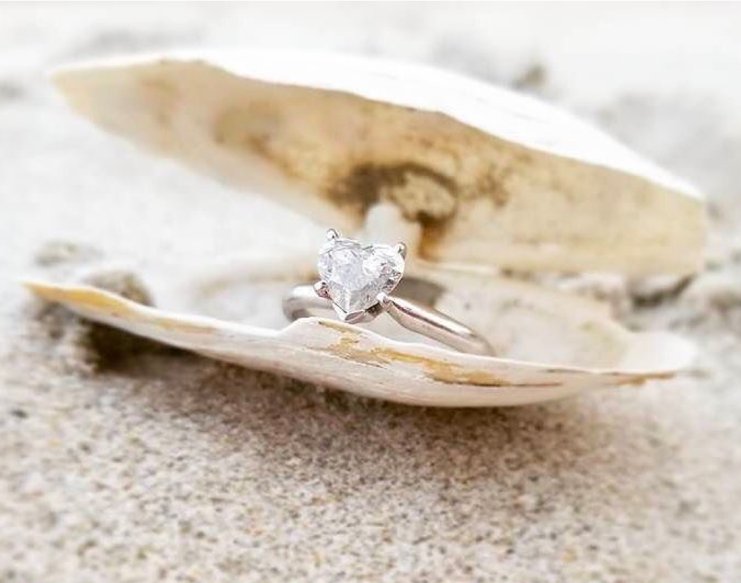 Vine Heart Halo Moissanite Diamond Engagement Ring In 14K White Gold |  Fascinating Diamonds