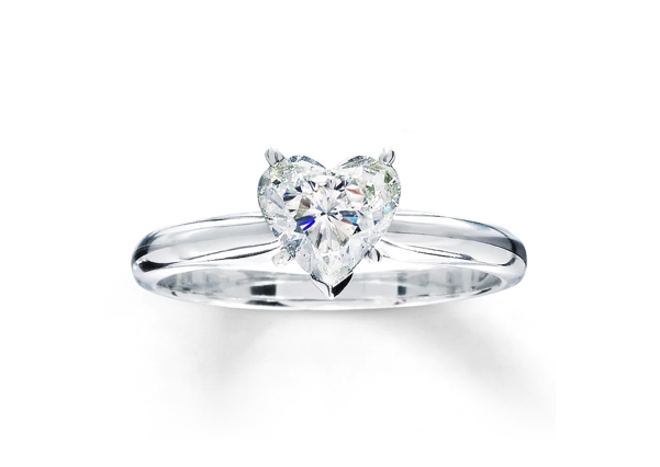 Heart-shaped diamond in a solitaire setting