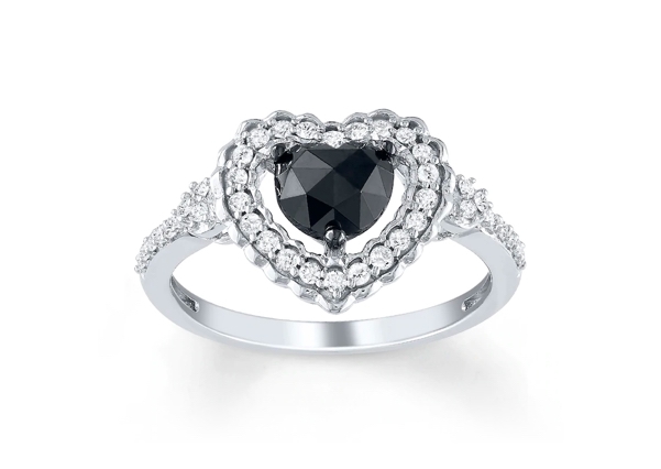 A heart-shaped diamond engagement ring in a unique setting