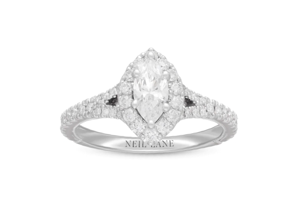 A marquise-cut diamond in a vintage inspired setting