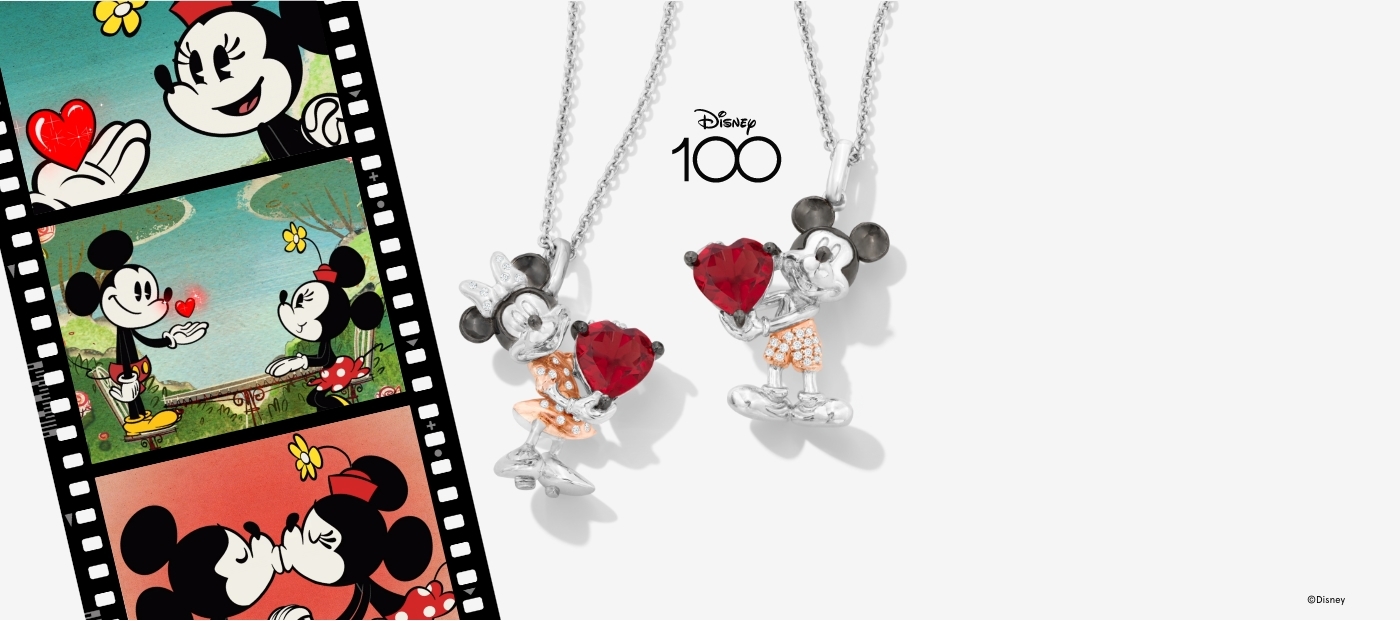 Disney Classics Crystal Pure Silver Over Brass 18 Inch Cable Mickey Mouse  Minnie Mouse Pendant Necklace - JCPenney