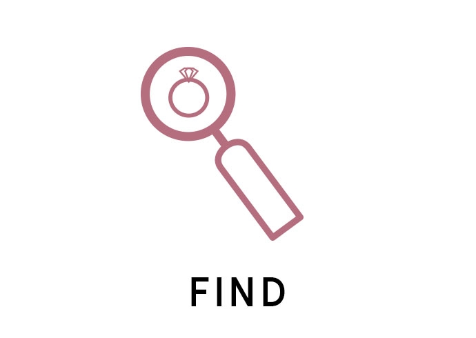 Magnifying glass pink icon on white background