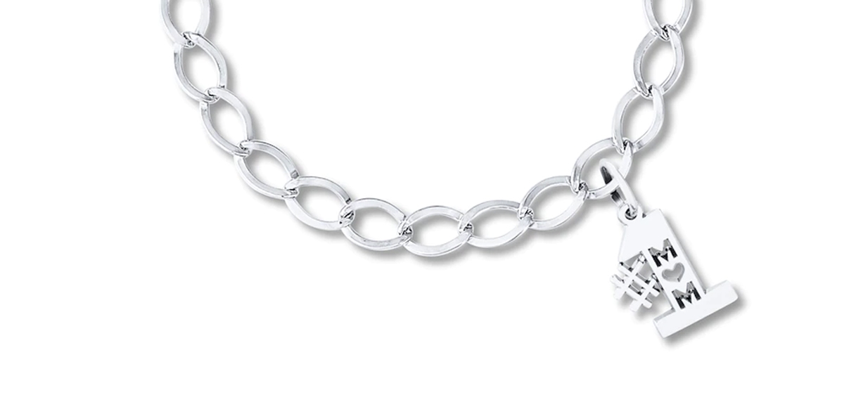 Kay Jewelers sterling silver Love diamond Heart Charm Bracelet zales  embrace | eBay