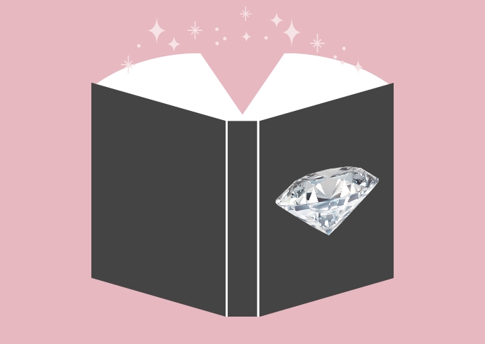 Book with a diamond on the cover iconography