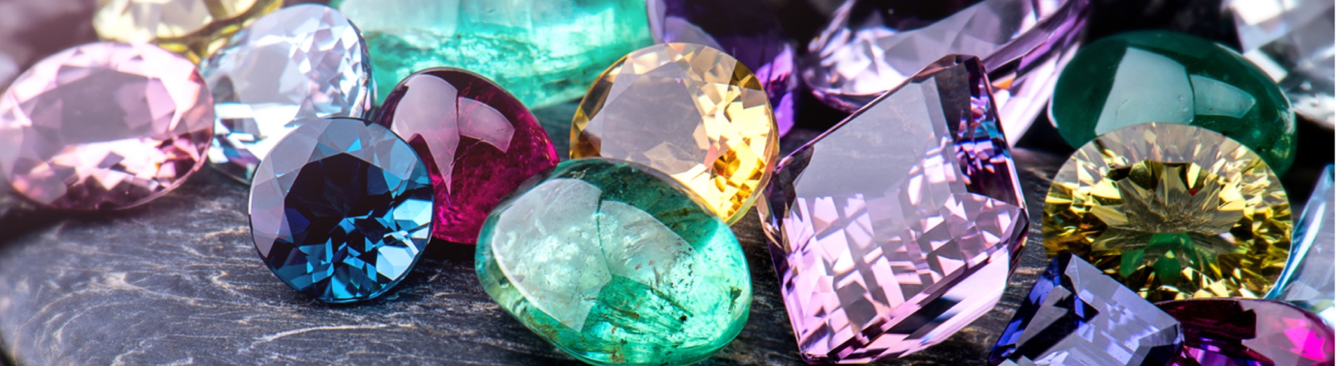 Loose gemstones in various colors