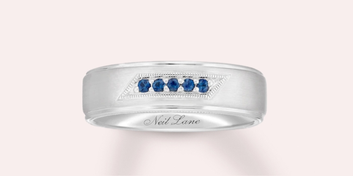 Men's blue sapphire wedding band