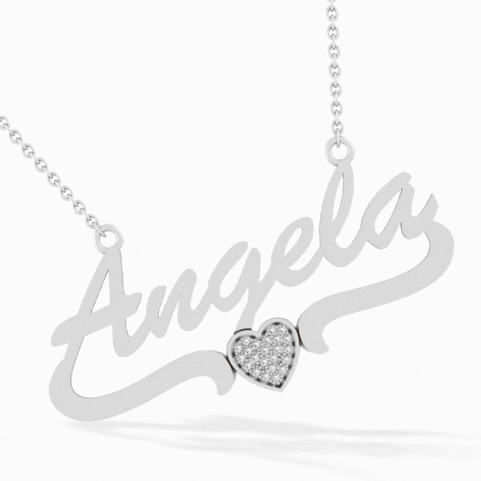 Double Nameplate Necklace w/ Love Birds Hannah 