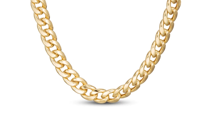 Image of mens gold curb chain necklace