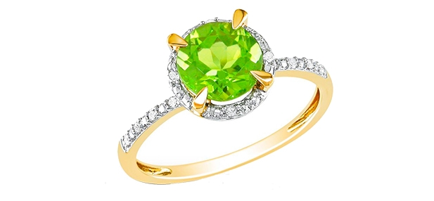 Image of gold peridot solitaire ring