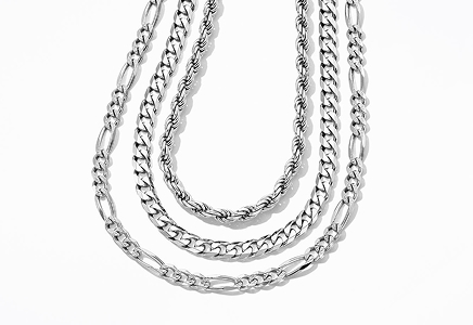 Three different style sterling silver chains from KAY.