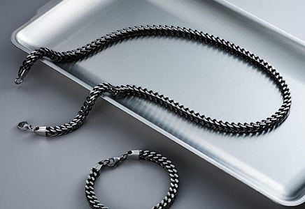 A matching stainless steel, chain bracelet and chain necklace from KAY.