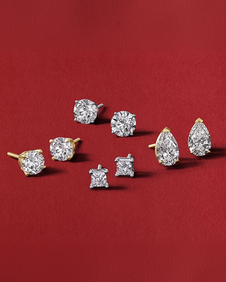 A collection of diamond studs from KAY.
