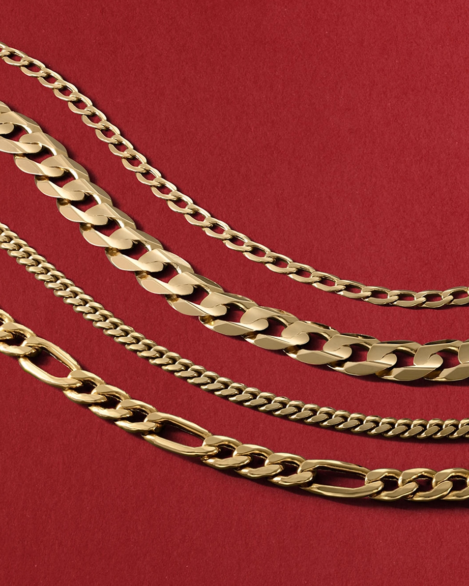 Four different gold chain types from KAY.