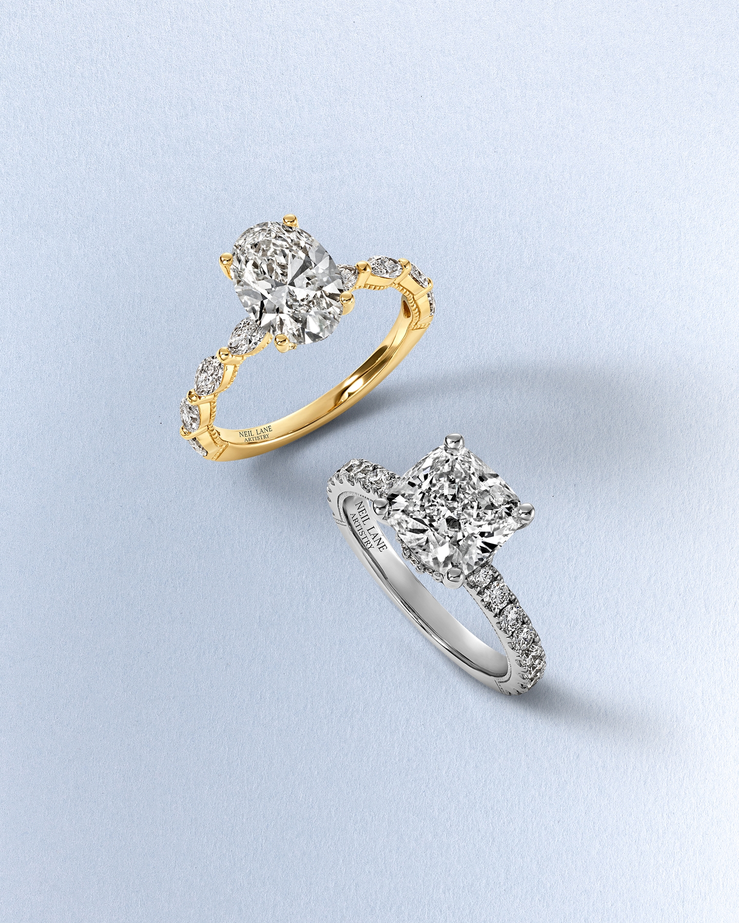 One gold and one white gold diamond engagement rings from KAY.