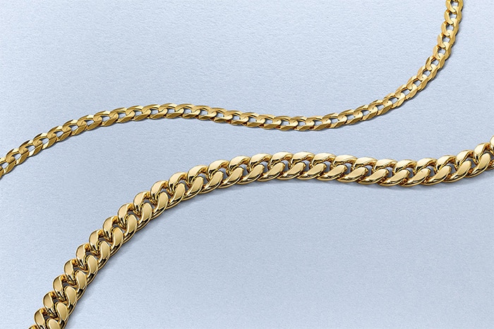 Two different width gold chains from KAY.