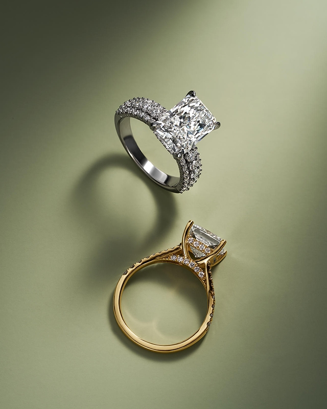 Two diamond engagement rings by KAY.