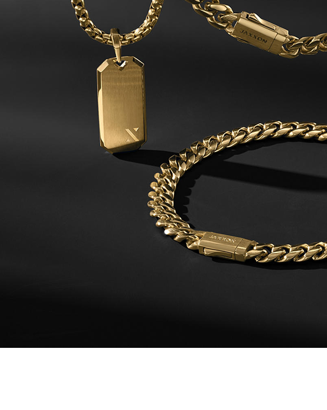 A gold jewelry set by JAXXON, from KAY.