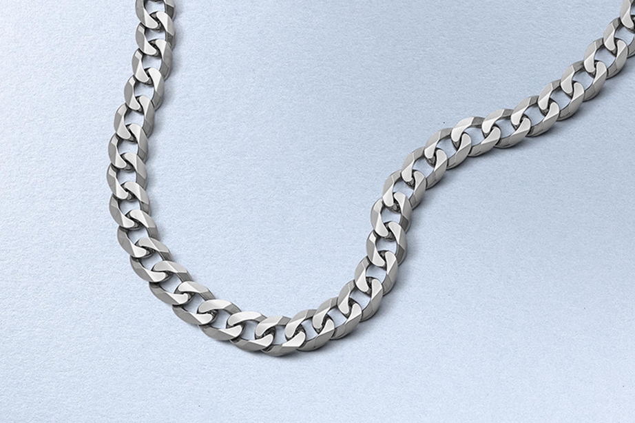 A sterling silver, cuban link chain.