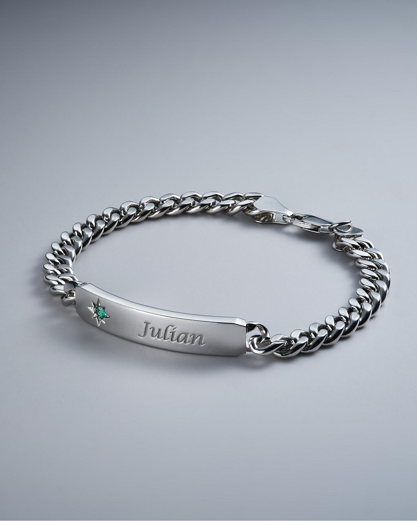 A custom, silver, chain bracelet from KAY.