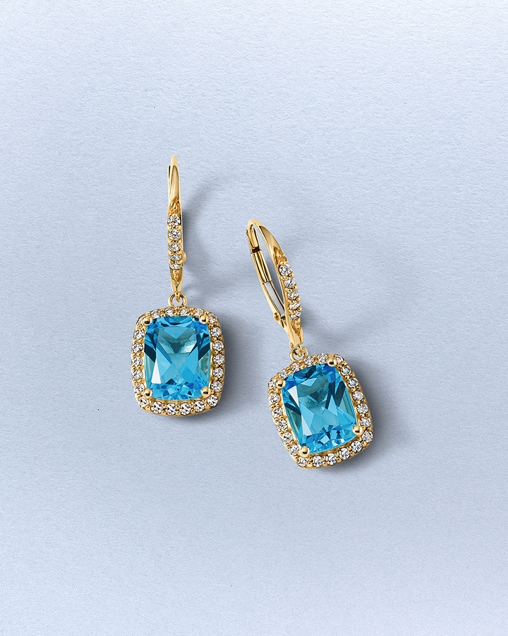 A pair of sapphire, birthstone earrings from KAY.