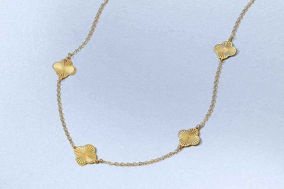 A gold necklace from KAY.