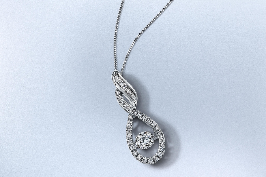 A white gold necklace from KAY.